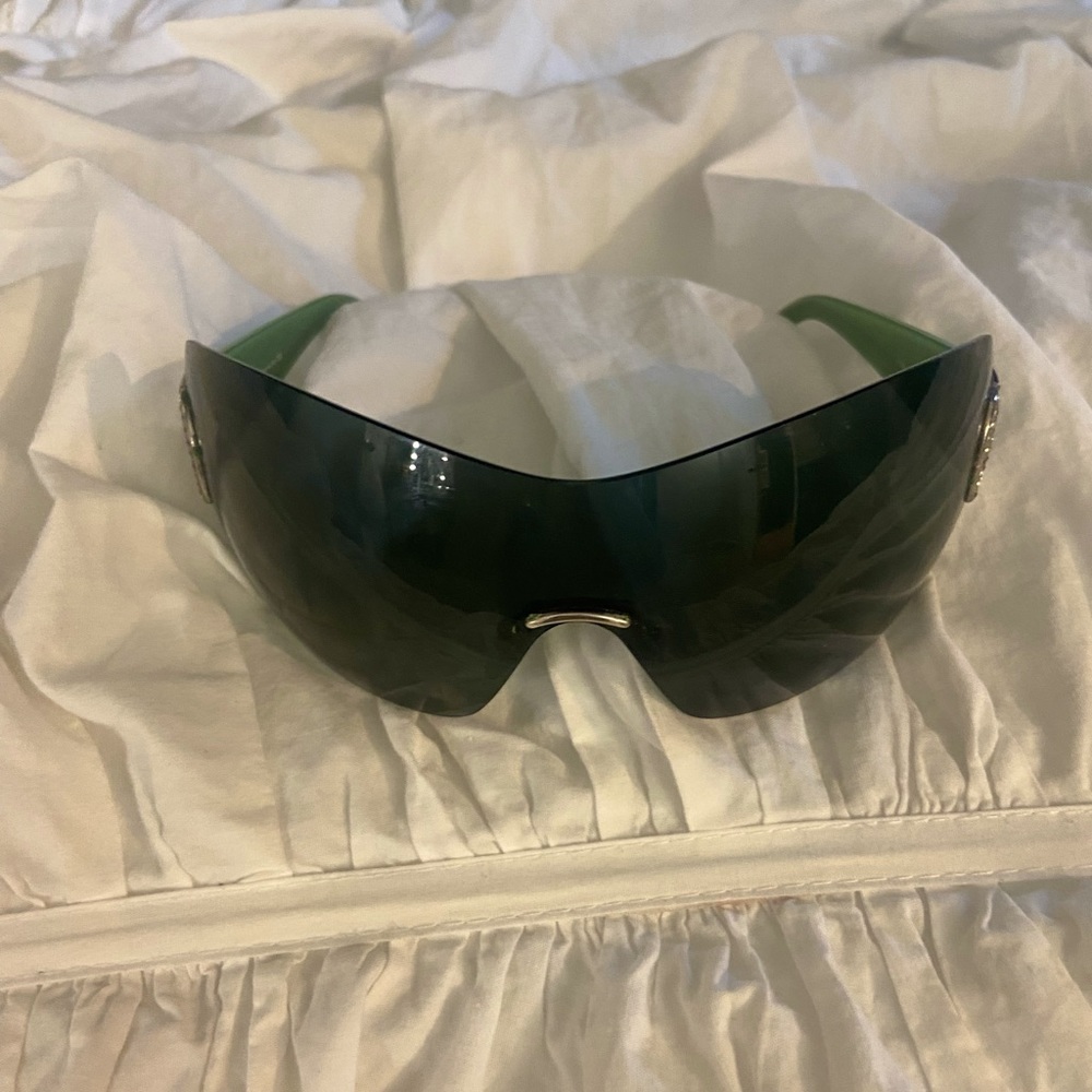 Vintage Jade Green Temple SALVATORE FERRAGAMO Sunglasses with gems